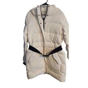 Alpine Design Puffer Parka Jacket Women's Large White Belted 550 Down‎